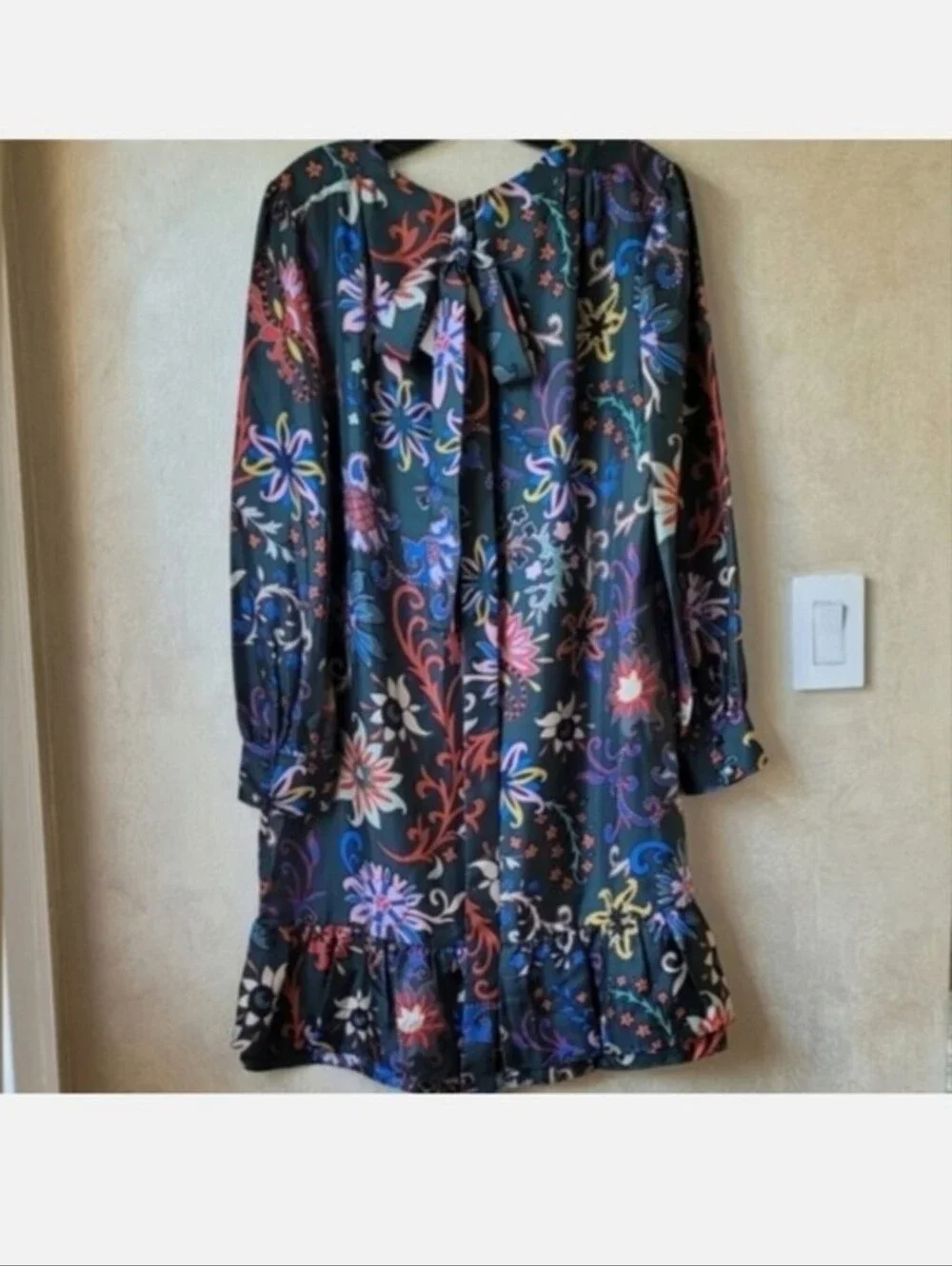 NWT TORY BURCH FLORAL SILK TWILL SHIFT DRESS IN BLACK MOUNTAIN FLORAL